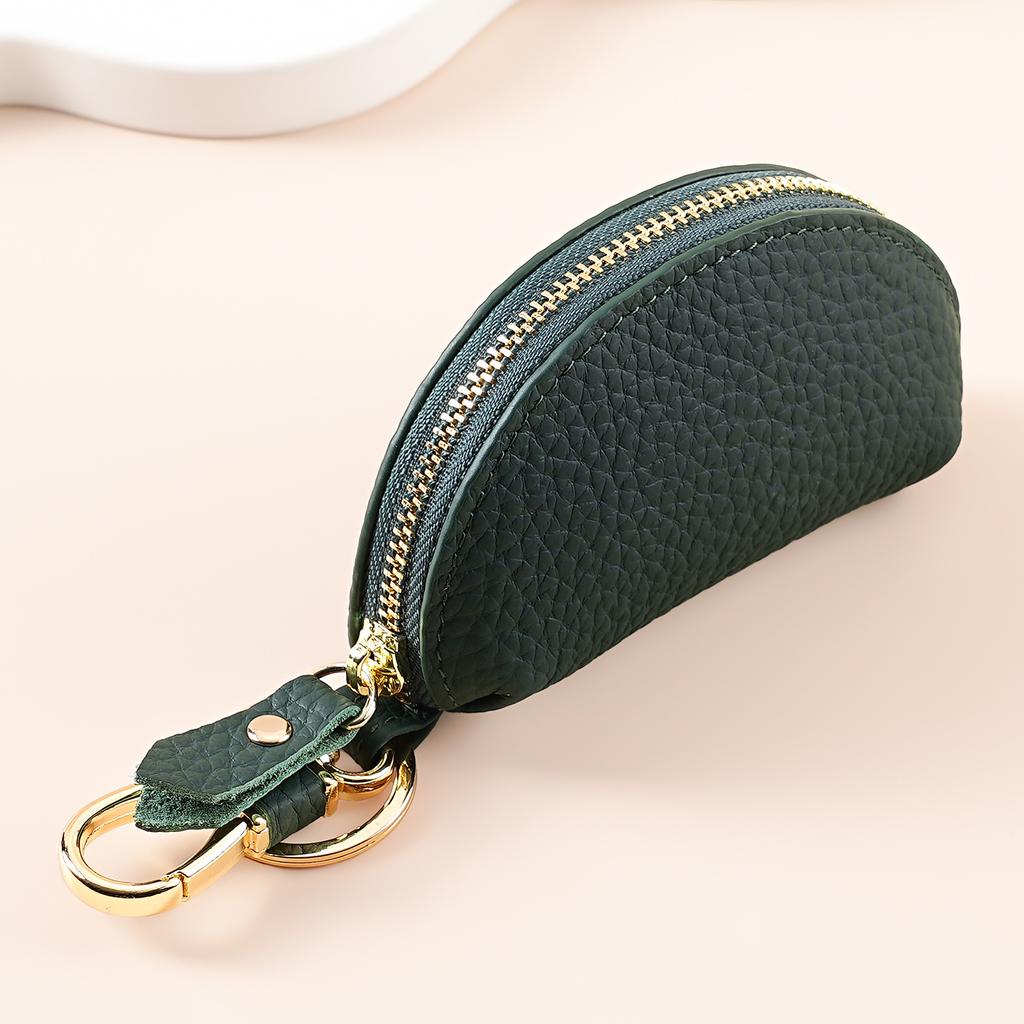 Mehrzweck-Mini-Tasche aus genarbtem Leder, Reißverschluss-Schlüsselhalter mit Clip, Organizer für Autoschlüssel, Münzen, Ohrhörer & Kleines Zubehör