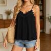 Women Casual Lace Trim V Neck Camisole Top Lightweight Spaghetti Strap Loose Fit Summer Tank Blouse