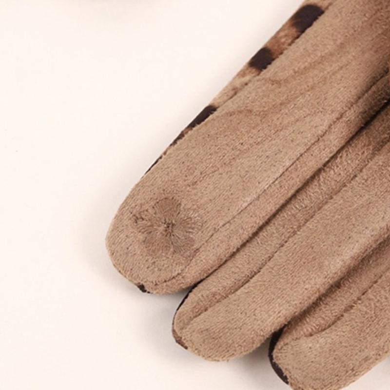 Leopard Print Gloves Women's Instagram Style Design Thickened Riding and Driving Gloves