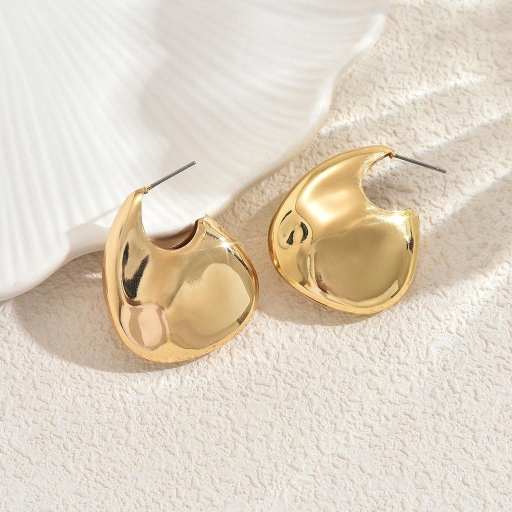 Women's Earrings Geometric Glossy Design Electroplated 18K High-Grade Ear Studs All-Match Fashion Earrings