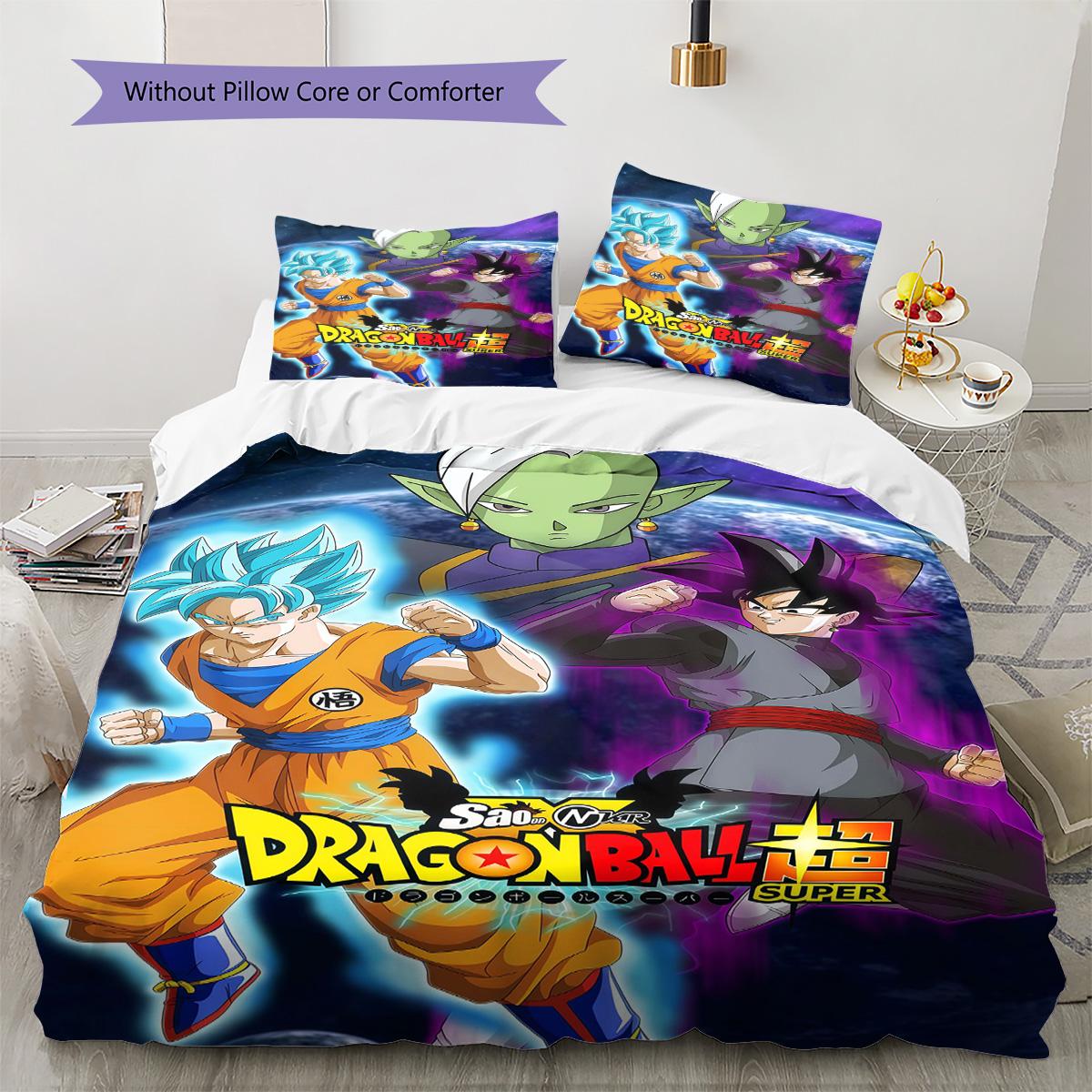 

Dragon Ball Cozy Bedding Set Soft Duvet Cover with Pillowcases Skin-Friendly Lightweight for Bedroom 135x200cm