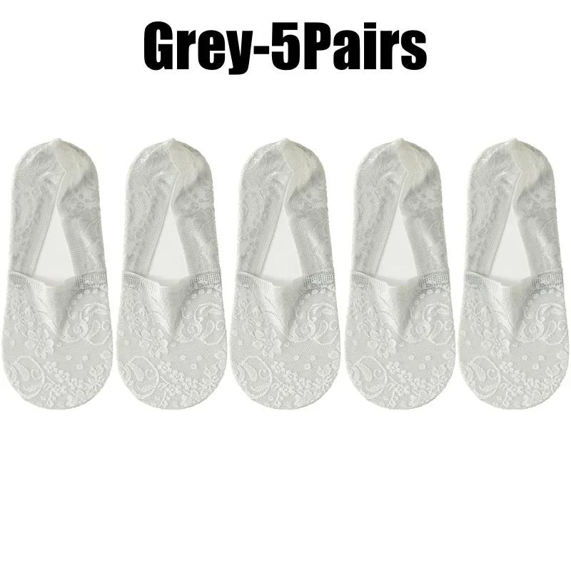 Non Slip Heel Ladies Lace Boat Socks Pure Cotton Breathable Low Cut Invisible Ankle Socks Women Summer Thin Casual Socks