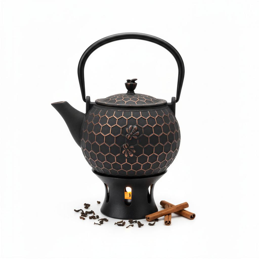 CAST IRON KETTLE 1.8L TEA INFuser + Warmer + Fork