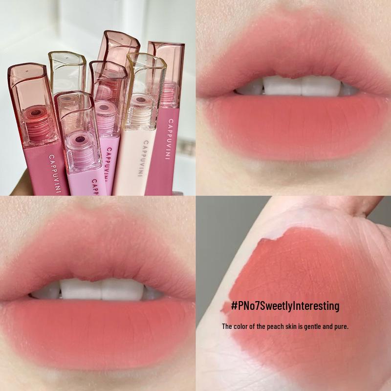 Cappuvin Art Velvet Matte Whitening Nude Lip Glaze - Long-Lasting, Non-Stick Lipstick.