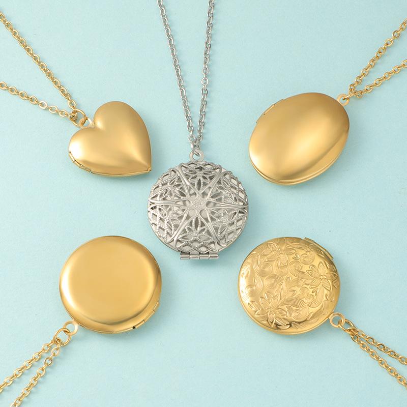 Roestvrij Staal Foto Medaillon Ketting Hart Rond Ovaal Gepersonaliseerde Herinnering Sieraden voor Vrouwen Mannen