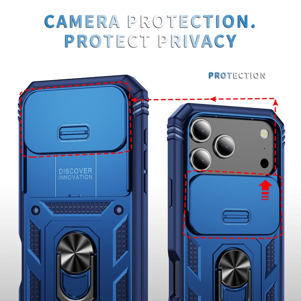 Etui do iPhone 17 Pro Max TPU + PC Zsuwana osłona kamery Podpórka Pokrowiec na telefon