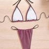 New Split Swimsuit Halter Strap Sexy Bikini Women European And American Beach Wear Striped Color Scheme