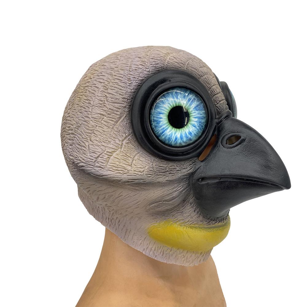 

Cool 3D Eyes Cosplay Funny Punk Steampunk Animal Pigeon Eagle Bird Beak Halloween Mask Full Face Head Cover Party Costume Props сірий