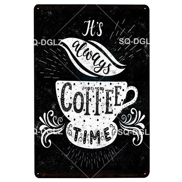 [SQ-DGLZ]Coffee Metal Sign Vintage Metal Plaque Plate Decor For Pub Bar Wall Decor Tin Signs Retro Cafe Poster Coffee Shop