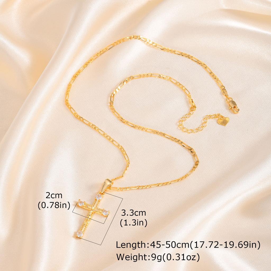 Vnox Gold Plated Pendant Necklaces For Women Stainless Steel Hollow Jesus Cross Necklaces Classic Design Christain Jewelry Gift