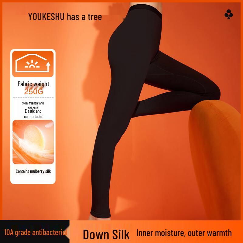 

YOUKESHU Women s Down Silk Thermal Leggings L