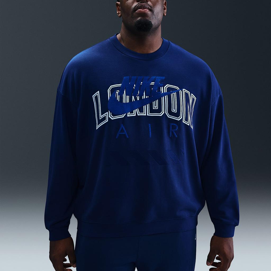 Nike SS25 Air Loose Fit Letter Long Sleeve Sweatshirt Men tops Blue HQ1099-492