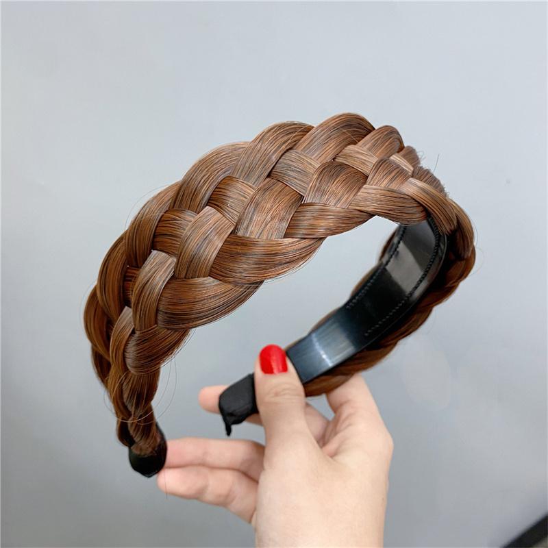 5CM Luxus Breite Damen Geflochtene Haarbänder Weicher Satin Stoff Geflochtenes Stirnband Mode Weiblich Lässig Party Kopfschmuck Haaraccessoires