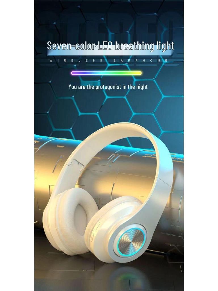 B39 LED Bluetooth Over-Ear Wireless Stereo Headset with Card Slot