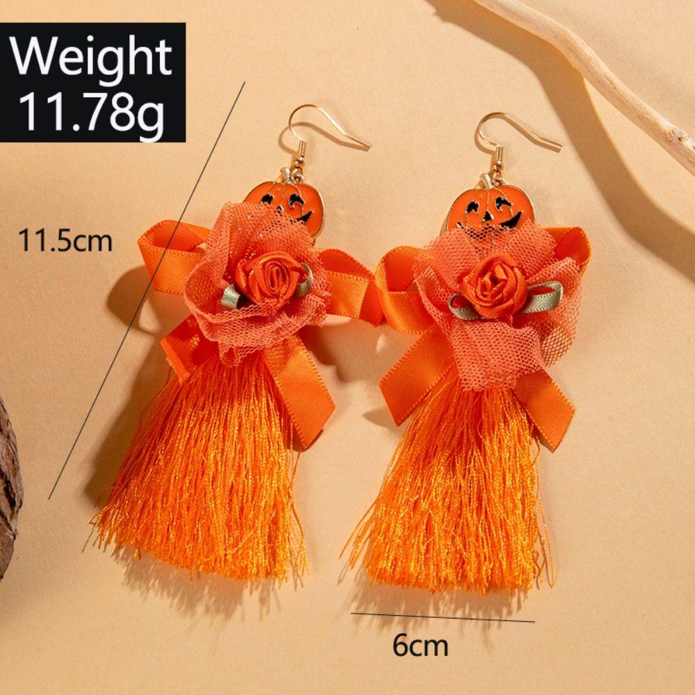 Colorful Skull Drop Earring Tassel Pumpkin Earrings Trendy Ear Jewelry Accessories  Girls Gift