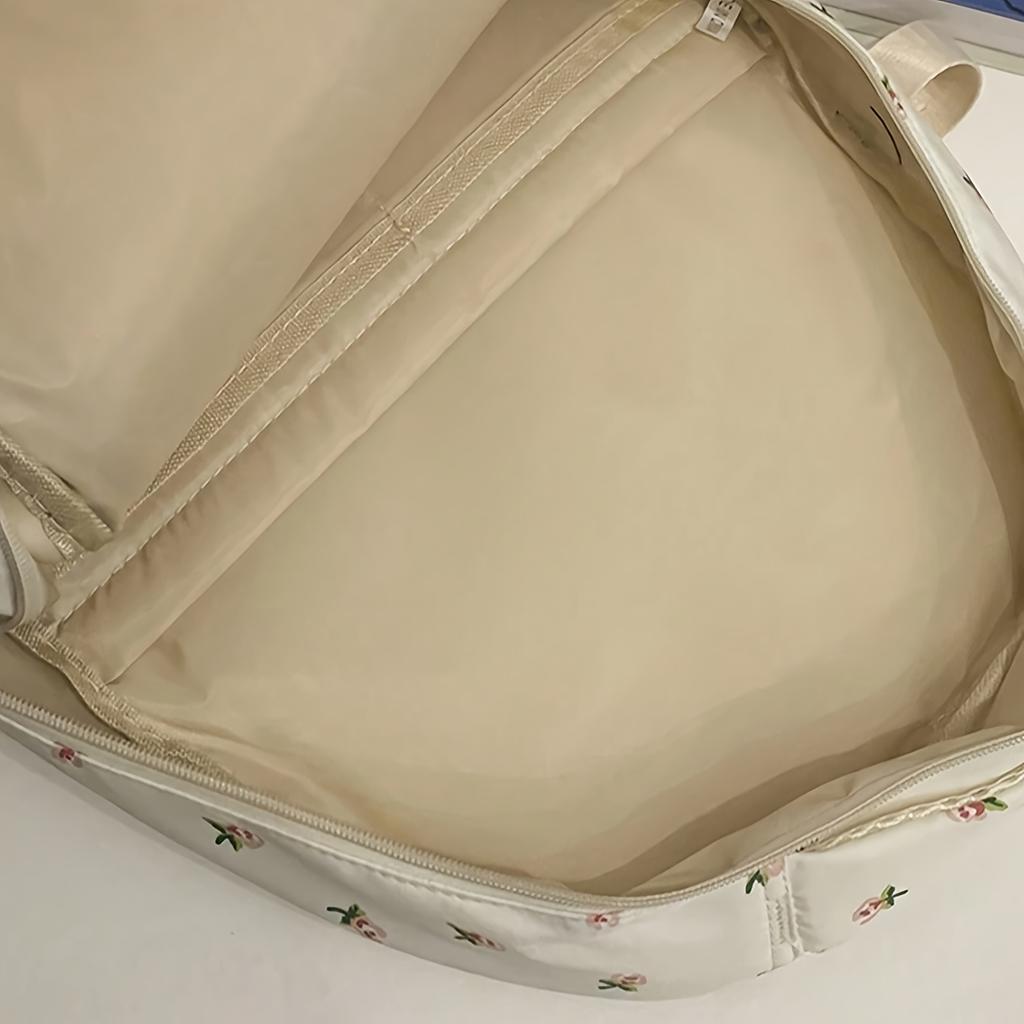 Women's Floral Backpack with Teddy Bear Pendant Large Capacity School Backpack for College, Travel, Everyday Use, Cute Backpack