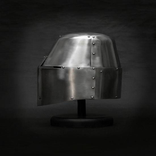 14th Century Great Helmet with Stand Medieval Crusader Knight Steel Armor Helmet for LARP, SCA, Reenactment Cosplay Gift