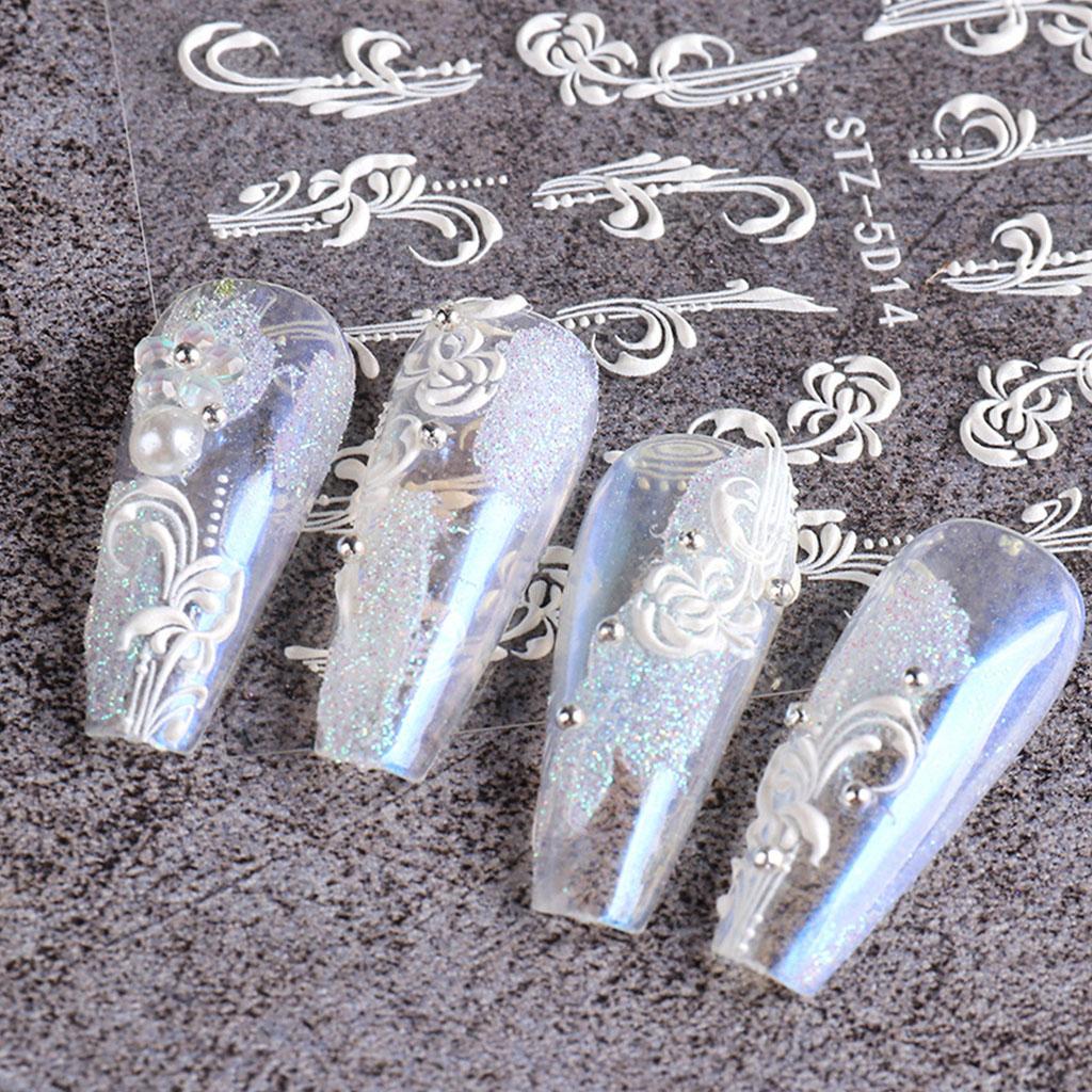 Self Adhesive Snowflake Pattern Nail Art Christmas Nail Stickers White Stickers For Nails Christmas Snowflake