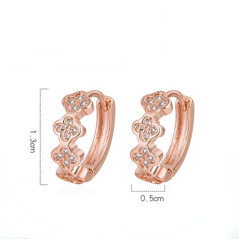 SACE GEMS Copper Earrings Set with Zircon Shamrock Earrings Women's Fashion Personalized Jewelry