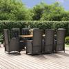 VidaXL 9pcs Garden Dining Furniture and Cushions Black Wicker 3185079