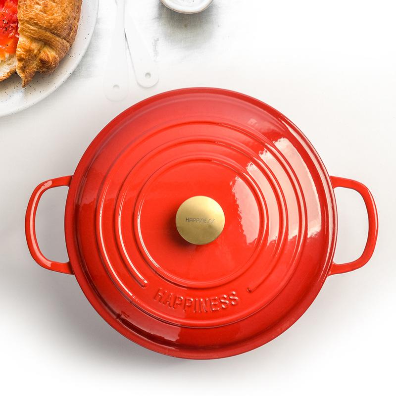 30cm Enameled Cast Iron Dutch Oven with Loop Handle 5L Saucepan Heavy Soup Pot Casserole Dish Kitchen Utensil Enamel Braised Pot