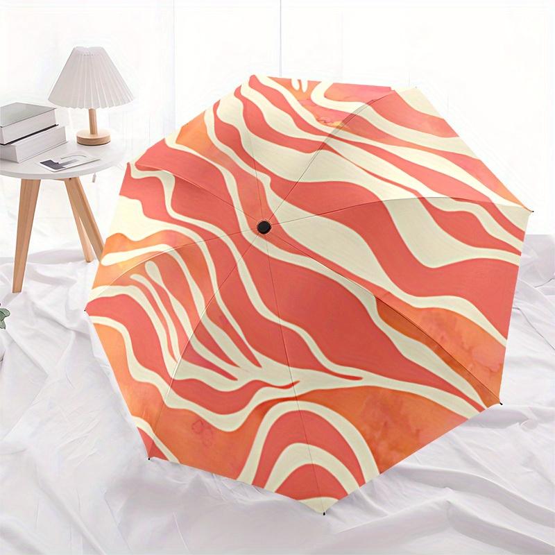 

1pc Zebra Waves Automatic Open 8-Rib Windproof Umbrella, Travel & Commuting, Suitable for All Seasons