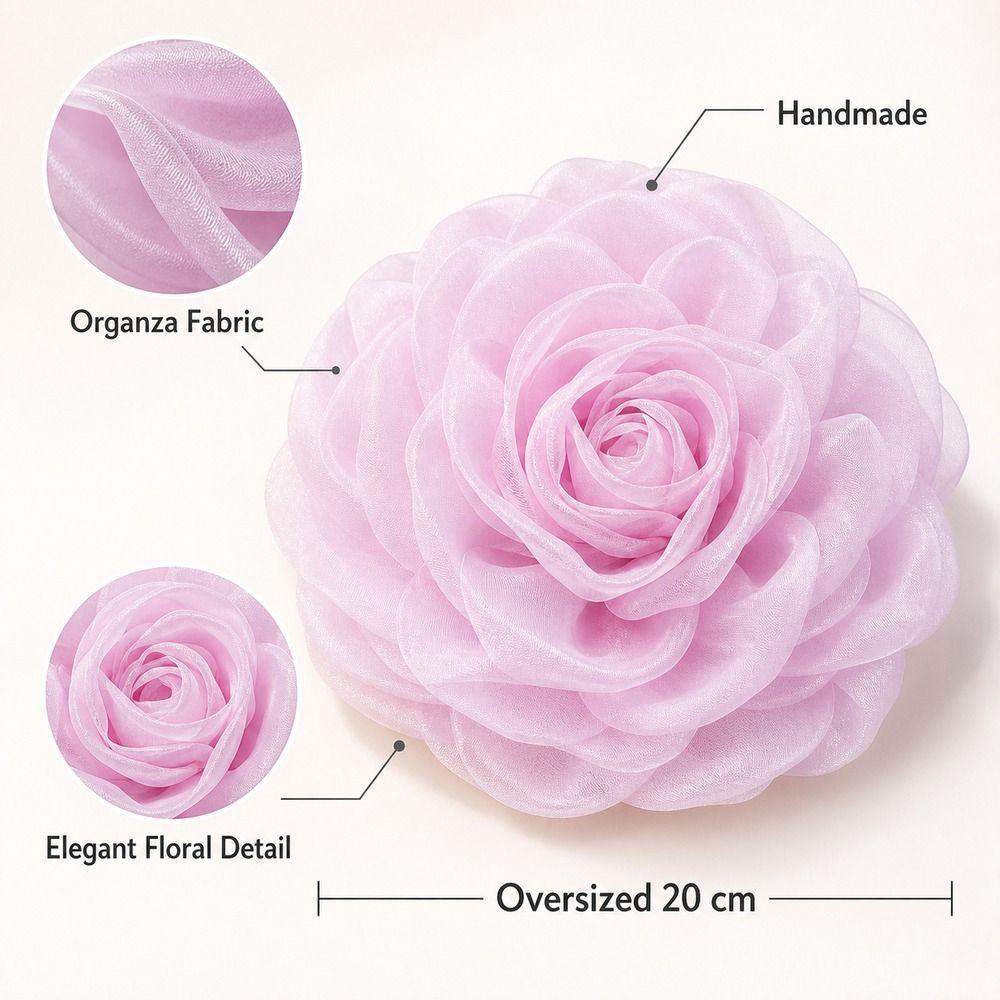 Broche Fleur en Organza Épingle à Cheveux Fleur Surdimensionnée Nouvelle Boucle pour Foulard Accessoires Vestimentaires