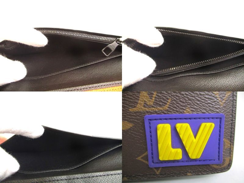 Authentic LOUIS VUITTON Monogram Flap Wallet Portefeuille Brazza NM Rubber Patch #a186  Refurbished