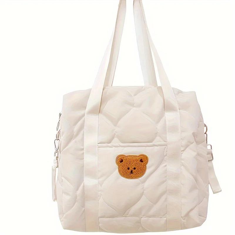 

Mommy Handbag with Cute Bear Design - Large Capacity Multifunctional Portable Baby Car Storage Bag for Bottles Diapers & Clothes 37x36cm белый