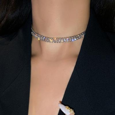 Adjustable Simple Lightweight Choker Collar Inlaid Cubic Zirconia Wedding Choker Necklace Jewelry Gift
