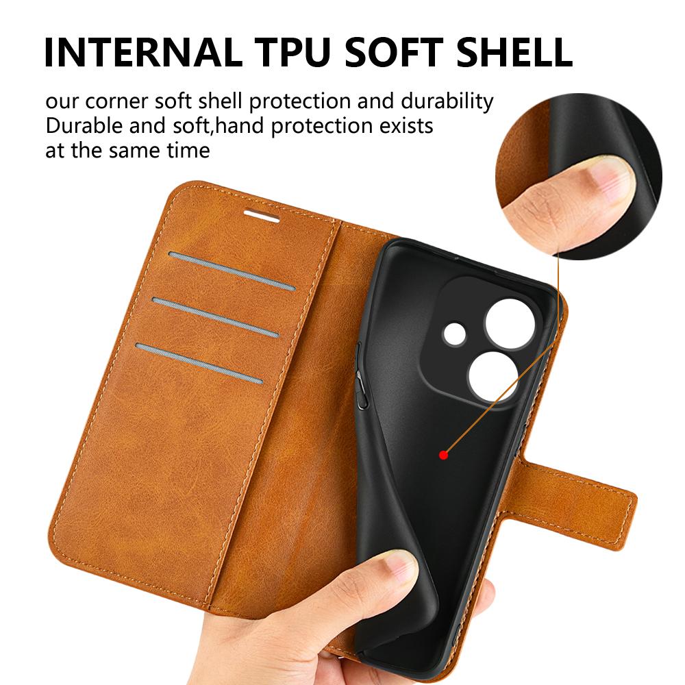 For Oppo A3x 5G/A3x 4G/A3 5G/A3 4G/A60 5G/A40 4G Stand Case Anti-Scratch Calf Texture Leather Phone Cover