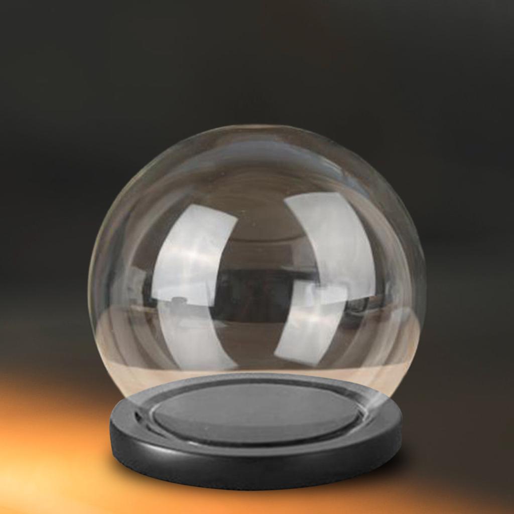 Clear Glass Display Dome with Wooden Base Dollhouse Decoration Bell Jar Display Case Pedestals Micro Landscape Holder