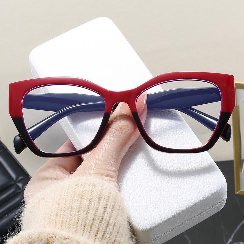 Fashion Women Retro Cat Eye Glasses Frame Trend Flat Light Eyeglasses Women Simple Cateye Anti Blue Light Computer Glasses