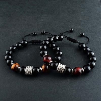 Hochwertiges Naturstein-Tigerauge-Perlen-Charm-Armband, 10 mm, Hämatit-Perlen, Yoga-Energie-Armband für Damen und Herren, Schmuck, Geschenke