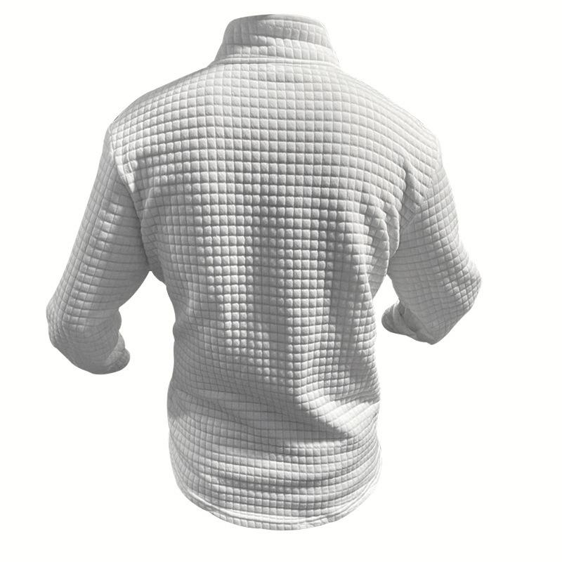 Half-zip long-sleeved checked sweatshirt for men Spring/autumn stand-collar sports top