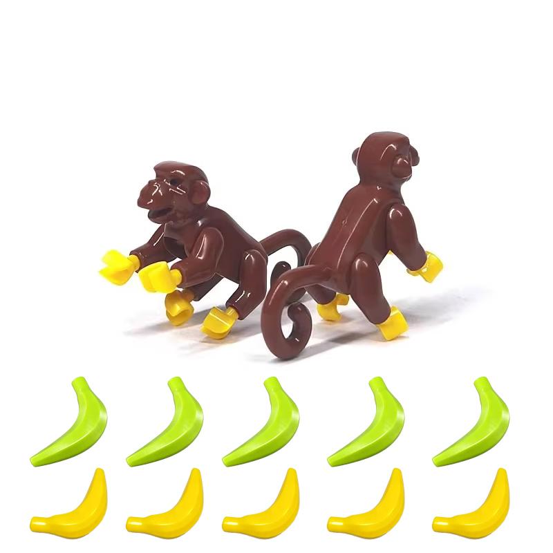 MOC Wild Animals Building Blocks Set Monkey Cow Bear Orangutan Leopard Snake Camel Mini DIY Model Compatible Bricks Kids Toy T19