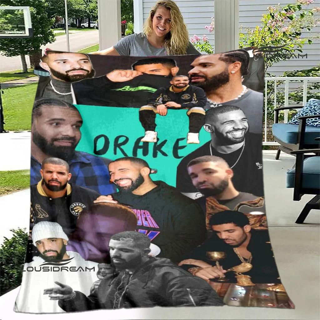 Rapper Drake Coperte Stampate 3D Calda Coperta in Flanella Morbida e Accogliente Coperte da Viaggio Fodere per Letto Regalo di Compleanno