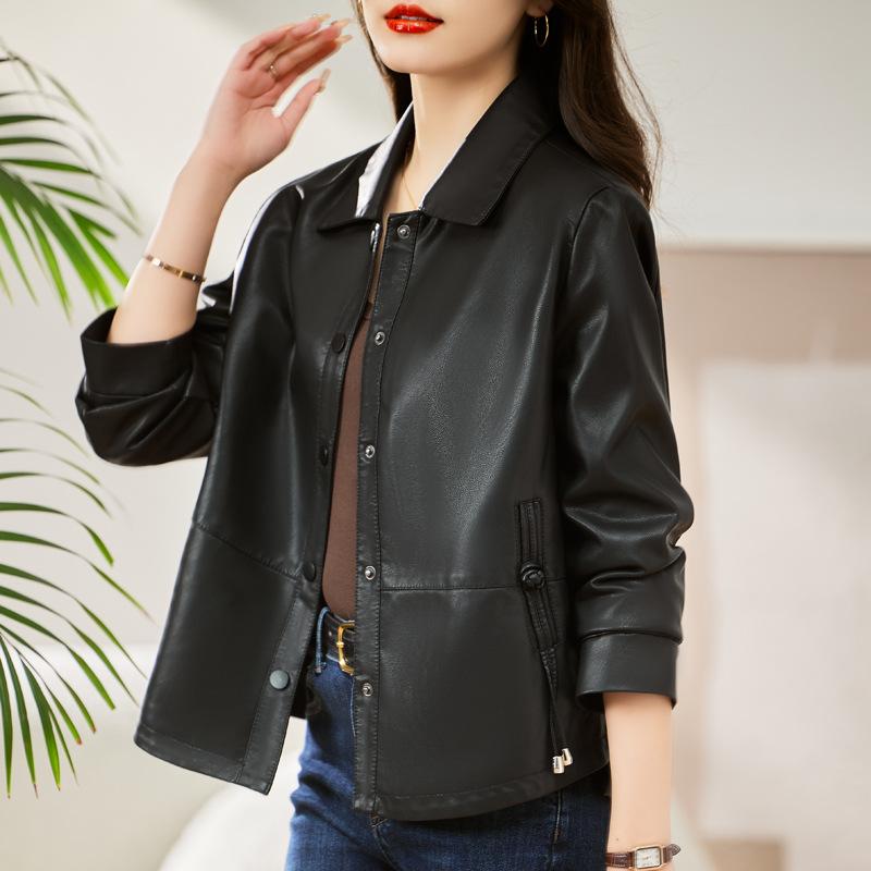 

Новая куртка из натуральной овчины для женщин, куртка из овчины с лацканами, короткая тонкая куртка в британском стиле для женщин 2XL