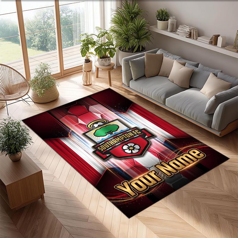 Southampton FC Printed Crystal Velvet Rug Non‑Slip Crystal Velvet Carpet For Sofa Bedroom Indoor Home Decoration