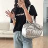 Autumn and winter silver bag car line padded commuter bag solid color fashionable versatile large capacity portable shoulder bag women
