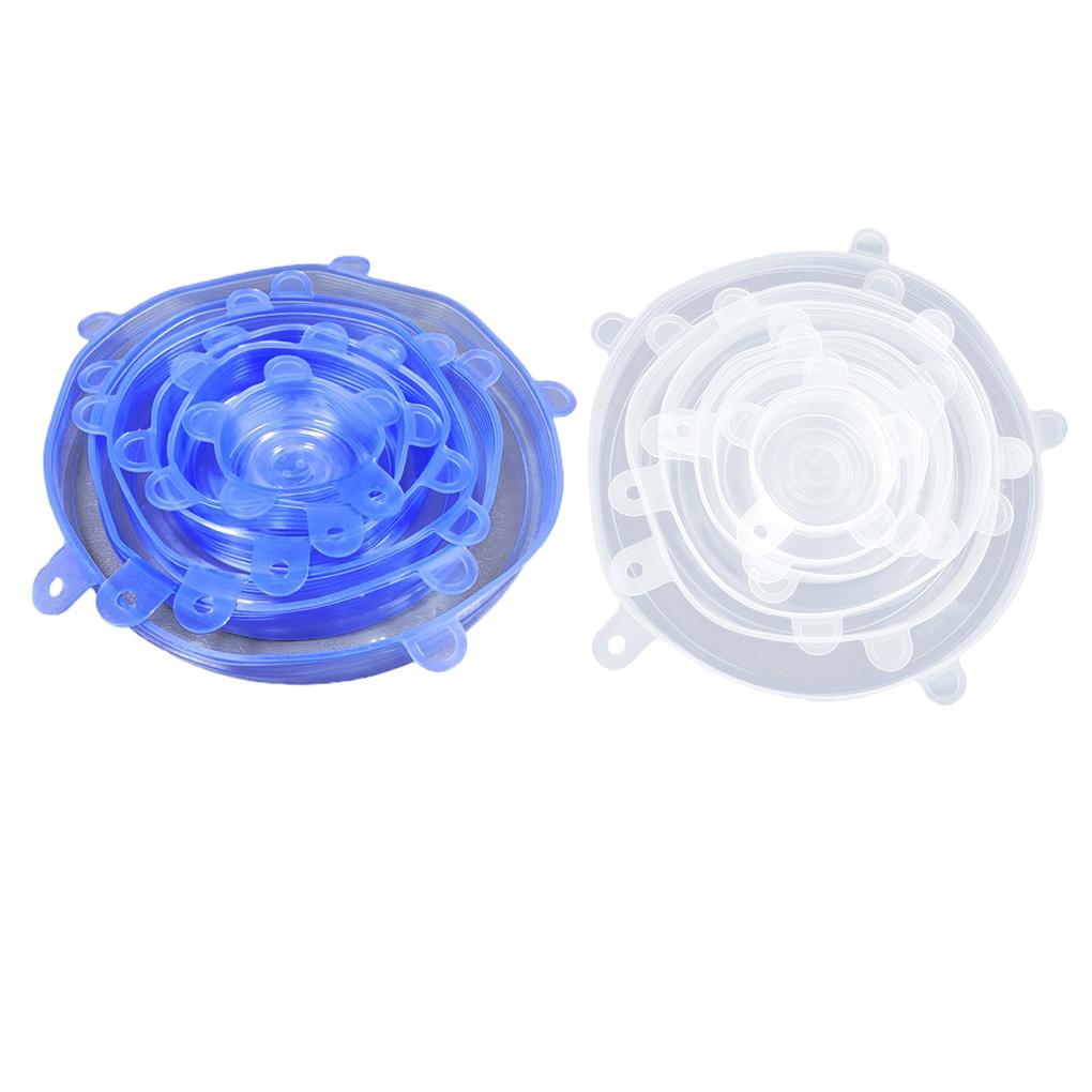 6pcs/set Kitchen Silicone Stretch Lids Reusable Airtight Food Storage Covers Various Sizes Seal Bowl Stretchy Cover