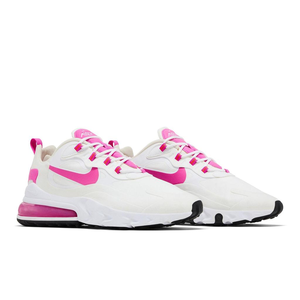 Nike Womens Air Max 270 React 'Fire Pink' (women's sizes) White / Team Orange / Black / Fire Pink Running Shoes CJ0619 100