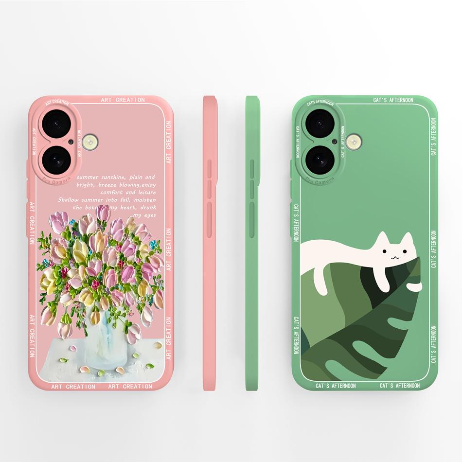 Cute Panda Case For iPhone 16 /16Plus/16Pro/16ProMax iPhone16+ Back Cover Sof Liquid Silicone Full Protection Bumper Funda Coque