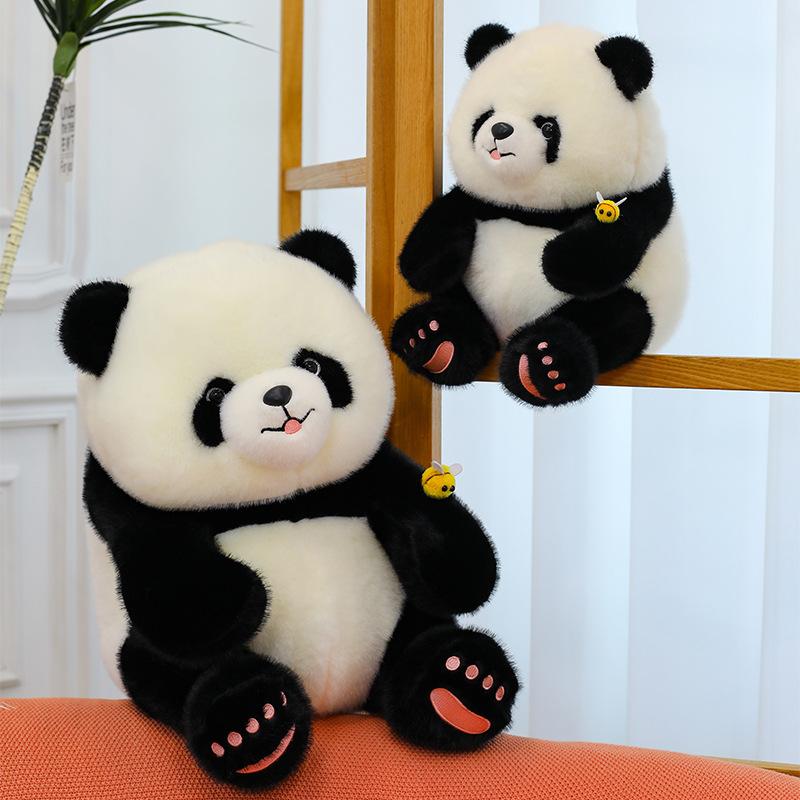 Genuine new simulation cute panda plush toy bee panda doll children's doll girl gift