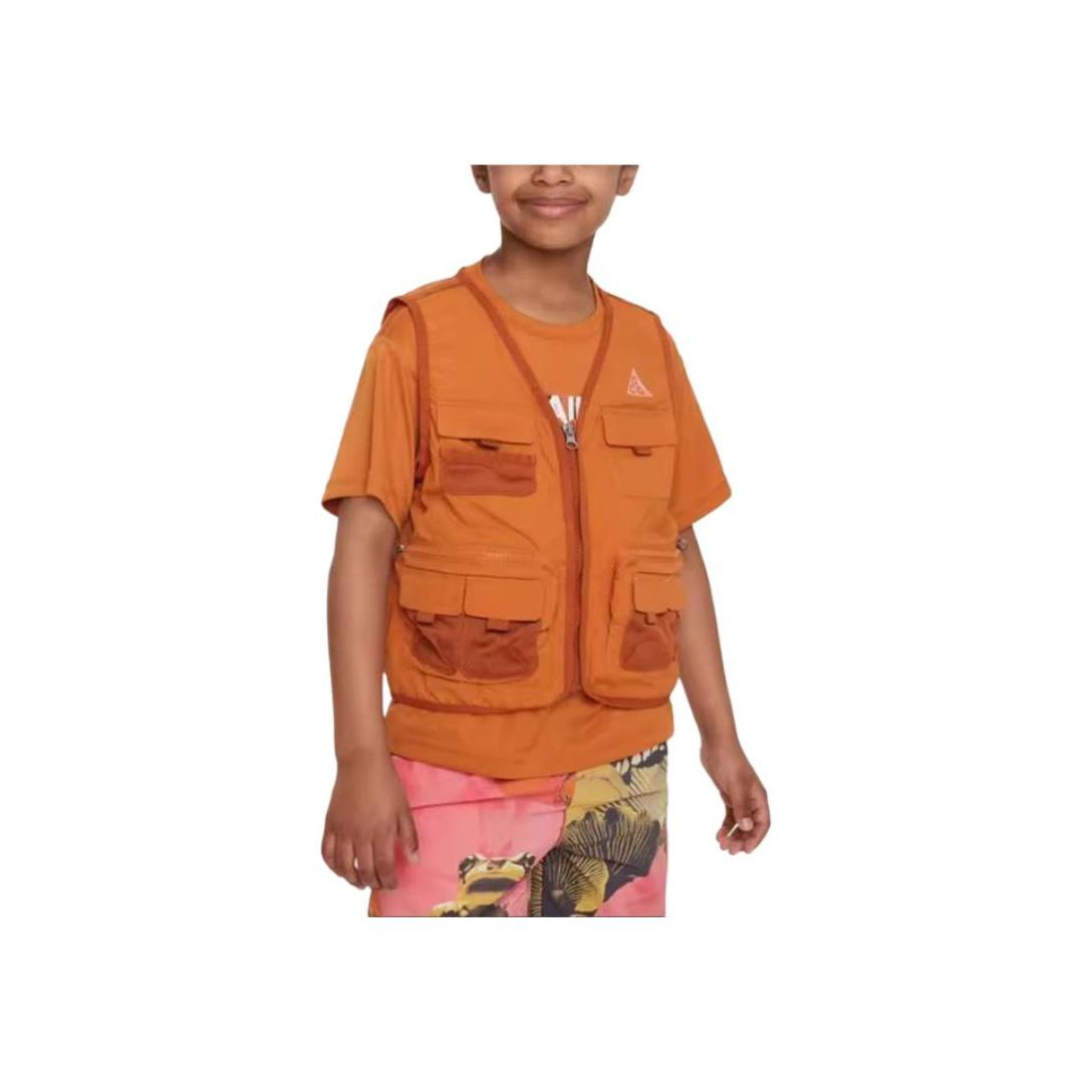 

Nike Однотонный Рабочий Карман V-образный вырез Молния Без рукавов Жилет Детские топы FQ0475-813 S