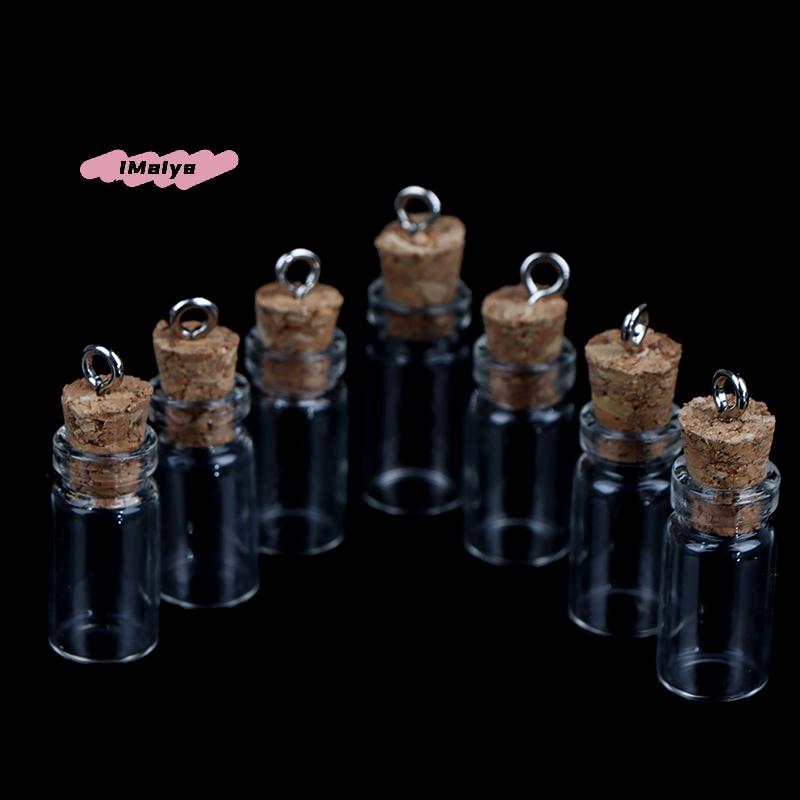 M-10Pcs Mini Glass Bottles Small Vials Cork Glass Jars Multi Usage Cork Wish Glass Empty Mini DIY Craft Supplies Home Decor