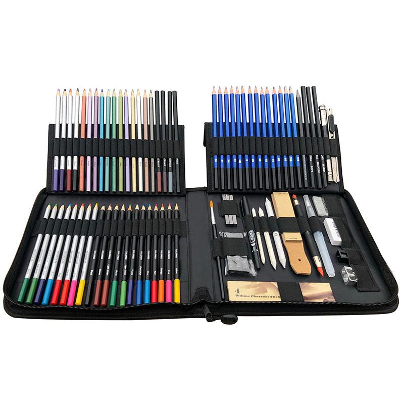 83pcs Sketching Pencil Drawing Tool Set Colored Pencils Professional Art Painting Supplies Beginner Sketching Brushes Set
