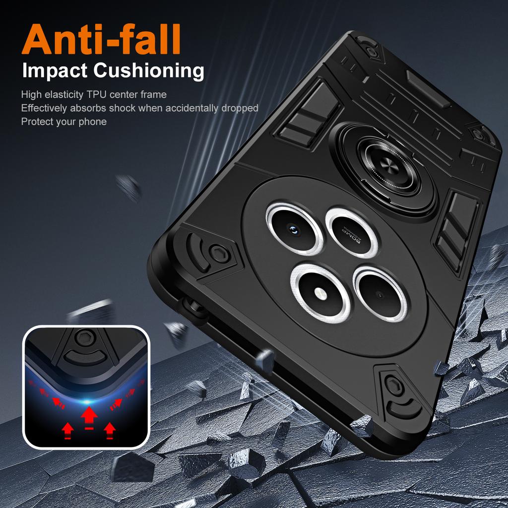 Phone Case For Xiaomi Redmi 14C 4G /14R 5G/ A3 Pro 4G/A4 5G/Poco C75 4G PC + TPU Anti-Fall Back Cover with Ring Holder Kickstand