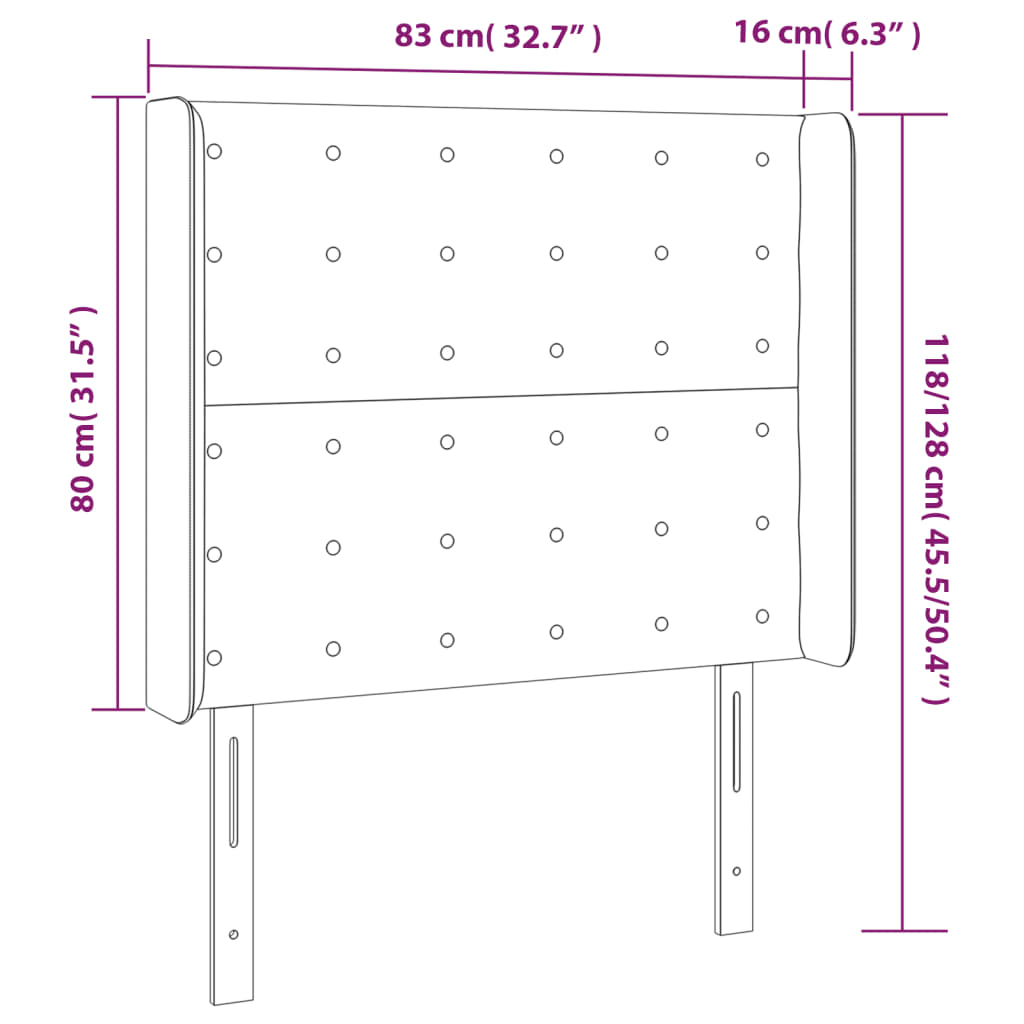 Zagłówek Do Łóżka Z Led Kremowy 83X16X118/128 Cm Sztuczna Skóra