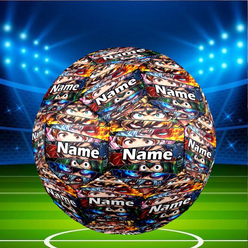 Custom Name Personalized Demon Slayer Print Size 5 Soccer Ball Training & Match Football, for Team, Kicking, Gift for Football Enthusiasts
